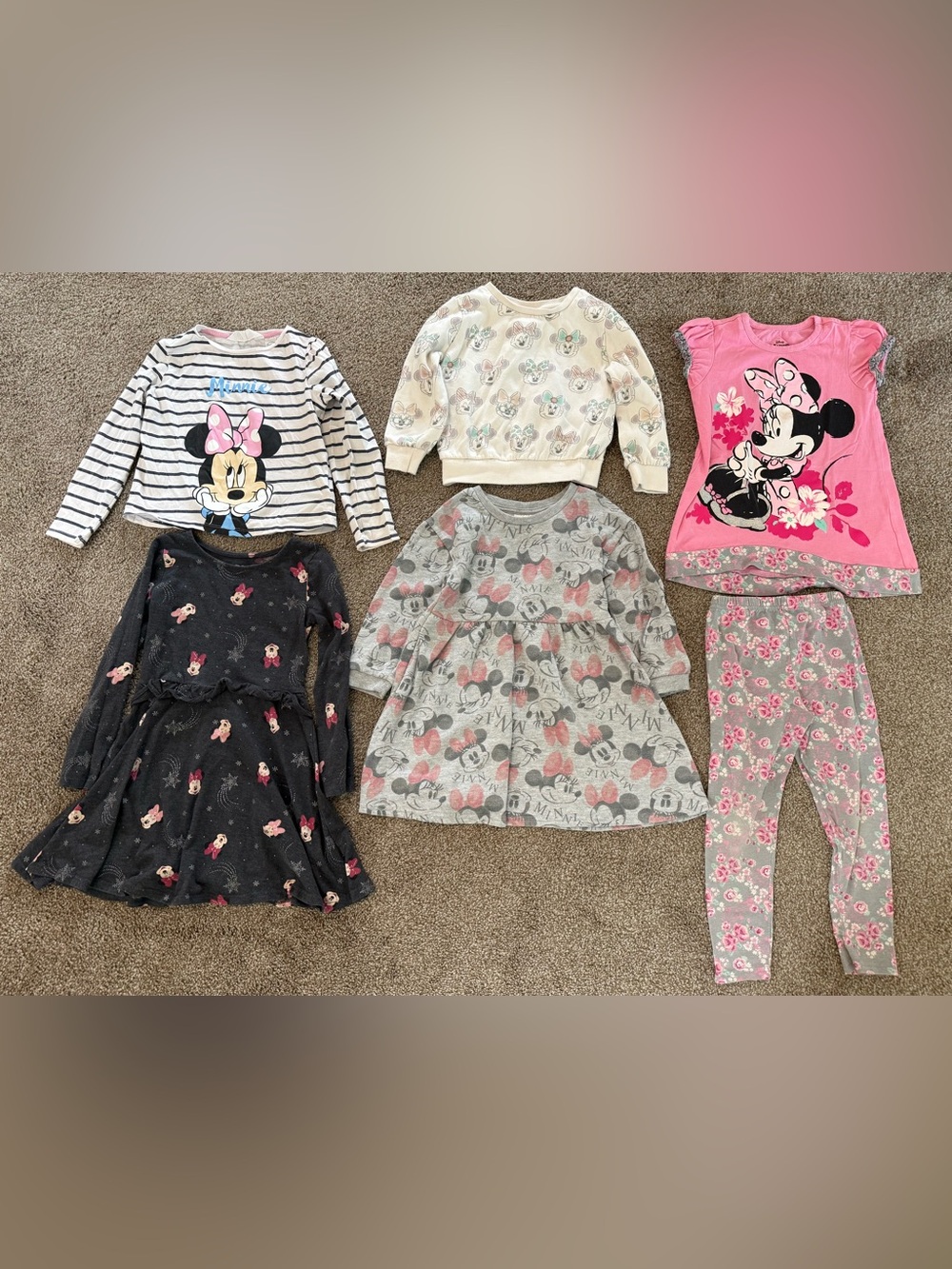 Disney Minnie Mouse Winter Dresses Outfit Shirts Girls Bundle 4T